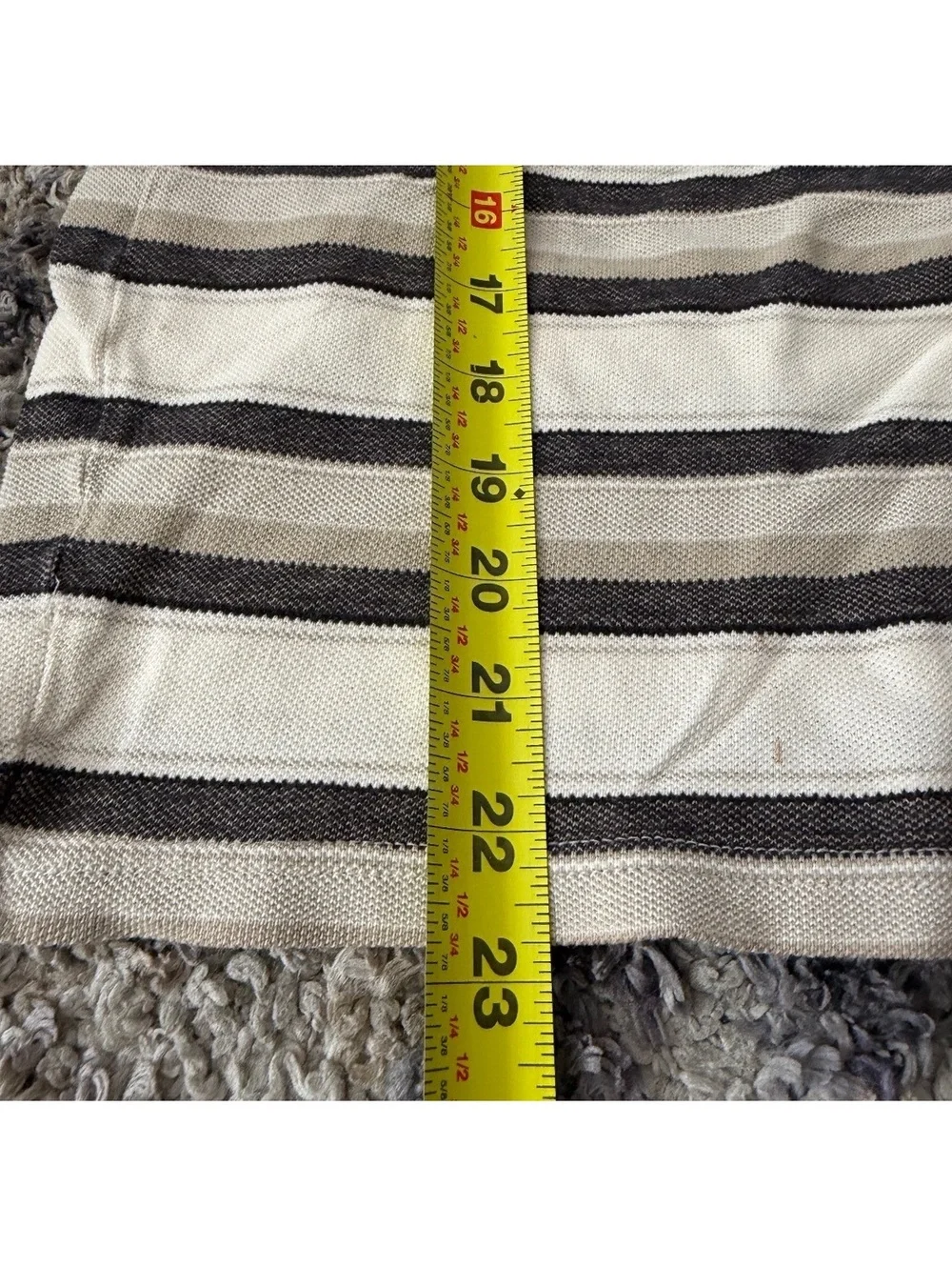 Polo Ralph Lauren Striped Polo Shirt Mens Med. Beige Brown Short Sleeve Classic